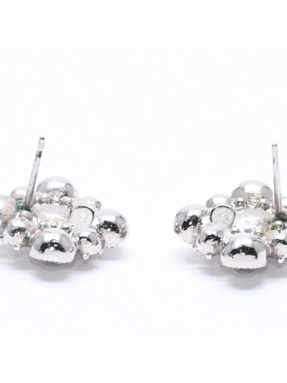 Chanel Earrings Round Big Stone 09 Silver Color Rhinestone